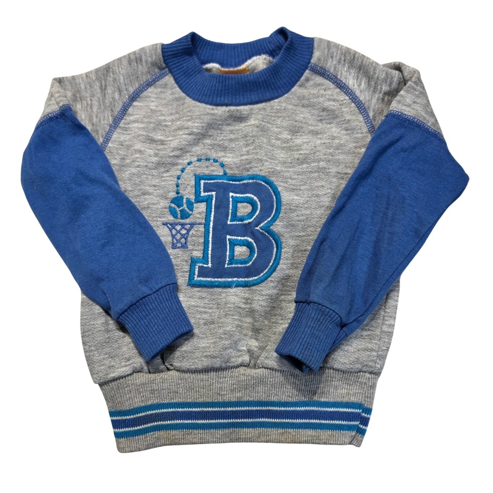 Vintage Carters Toddler Boys 3T Sweatshirt Gray Blue Basketball Made in USA